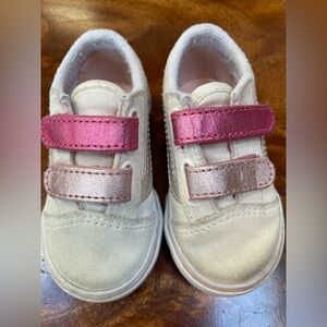 Vans Toddler Girl Metallic Pink Velcro Sneakers - Size 5